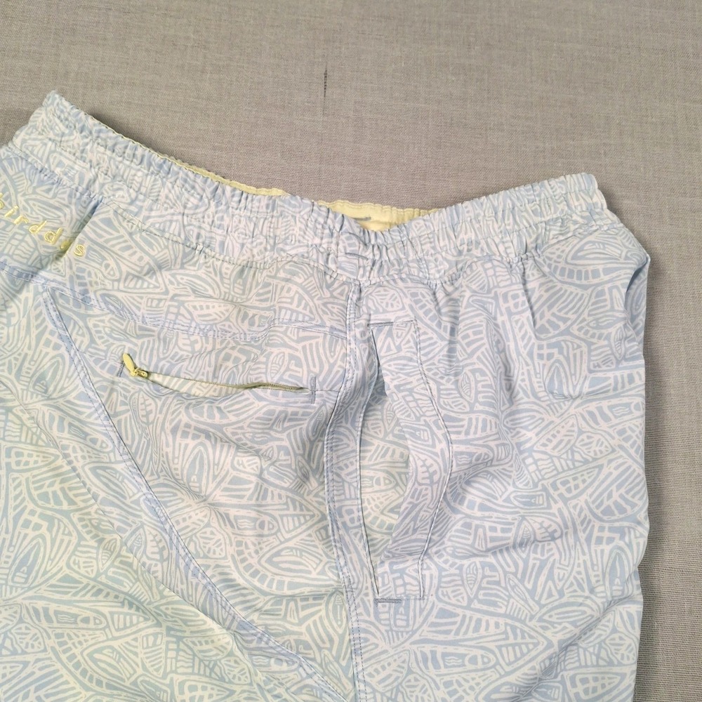 Birddogs Gym Shorts Men Medium Light Blue Geometric Leaf Print Lined Activewear - Picture 4 of 12